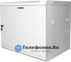 Шкаф настенный 19 дюймов 6U серый металлическая дверь GYDERS GDR-66035GM