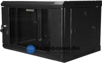 Шкаф настенный 19 дюймов 6U 600х350х368 мм стеклянная дверь, черный GYDERS GDR-66035B